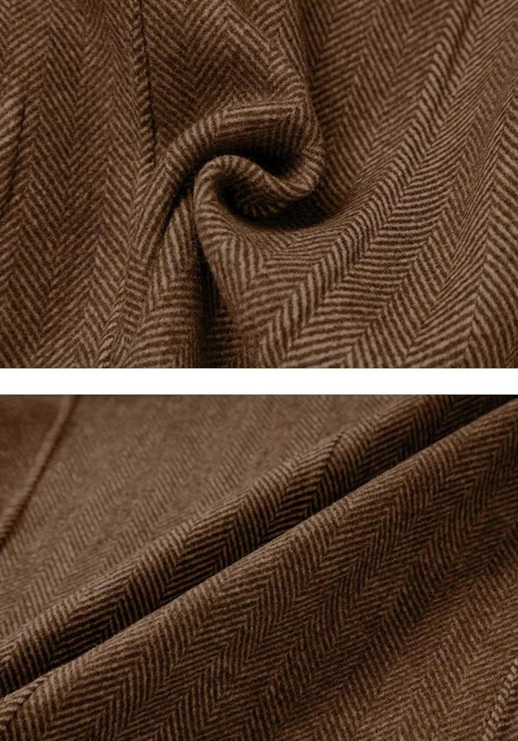 Mens Herringbone Tweed Blazer Vintage Wool Blend Sport Coat Jacket 2 Button Casual Wedding Groomsmen Prom Suit
