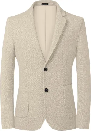 Mens Herringbone Tweed Blazer Vintage Wool Blend Sport Coat Jacket 2 Button Casual Wedding Groomsmen Prom Suit