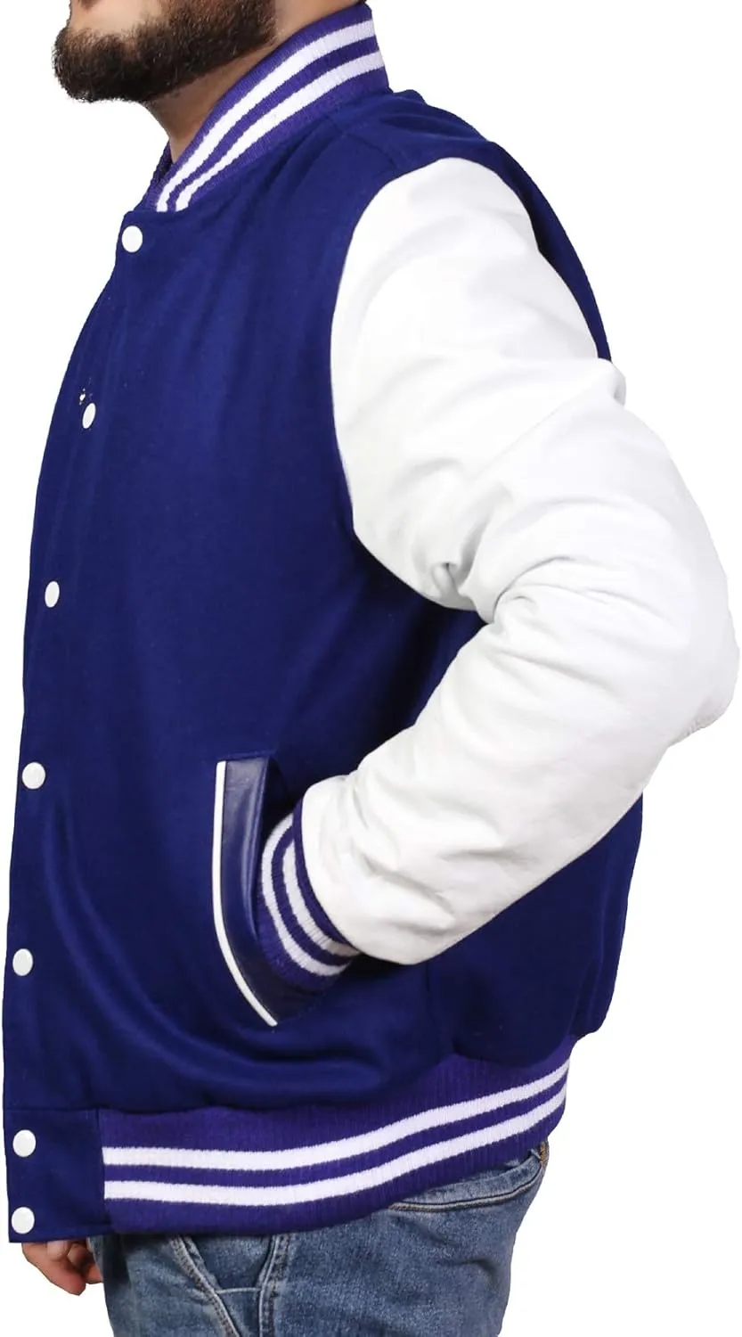 Men's Original Varsity Baseball Letterman Jacket Wool & Leather S-2XL, Multi Colors