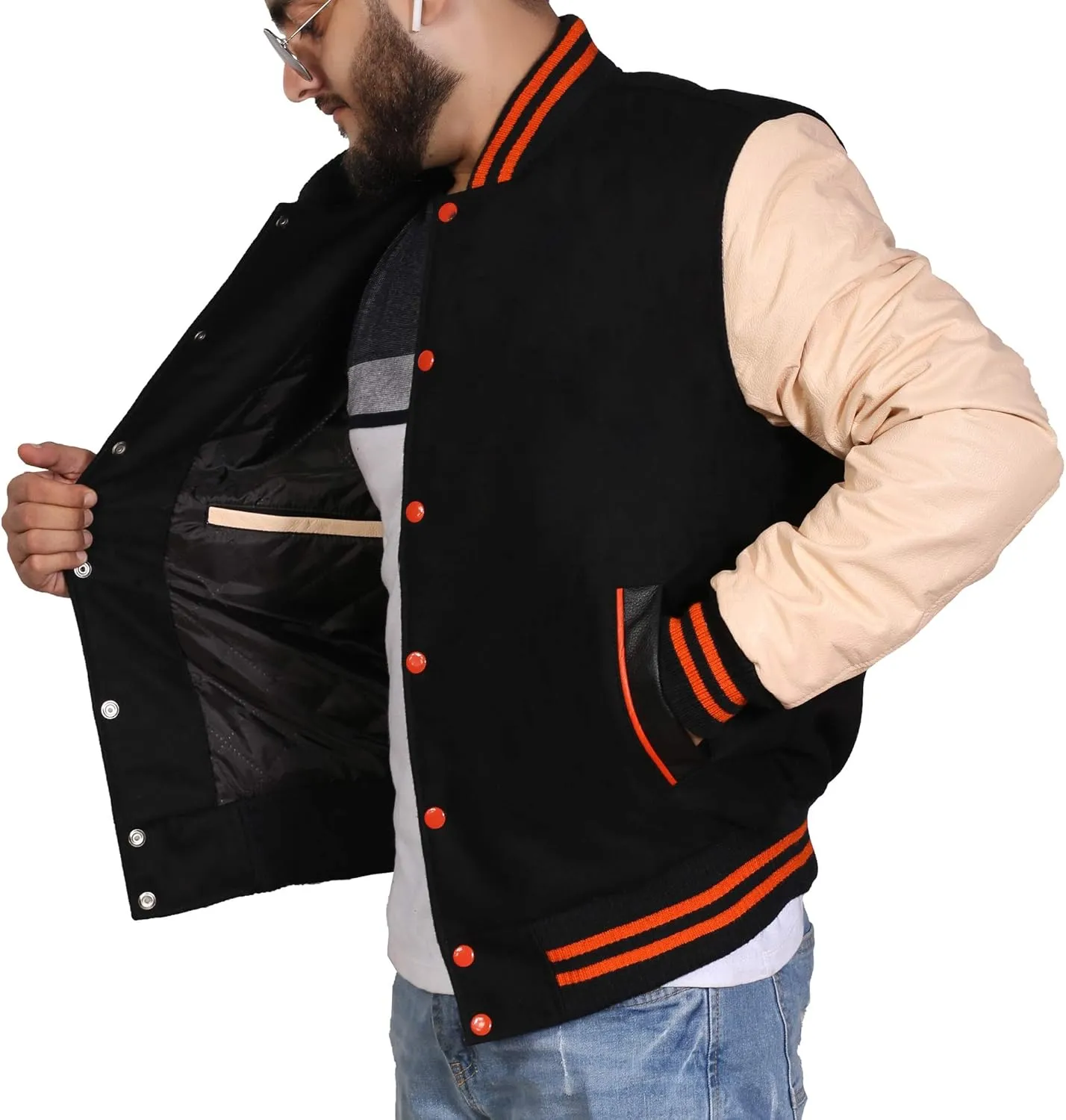 Men's Original Varsity Baseball Letterman Jacket Wool & Leather S-2XL, Multi Colors