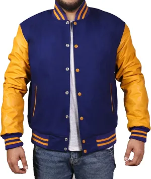 Men's Original Varsity Baseball Letterman Jacket Wool & Leather S-2XL, Multi Colors