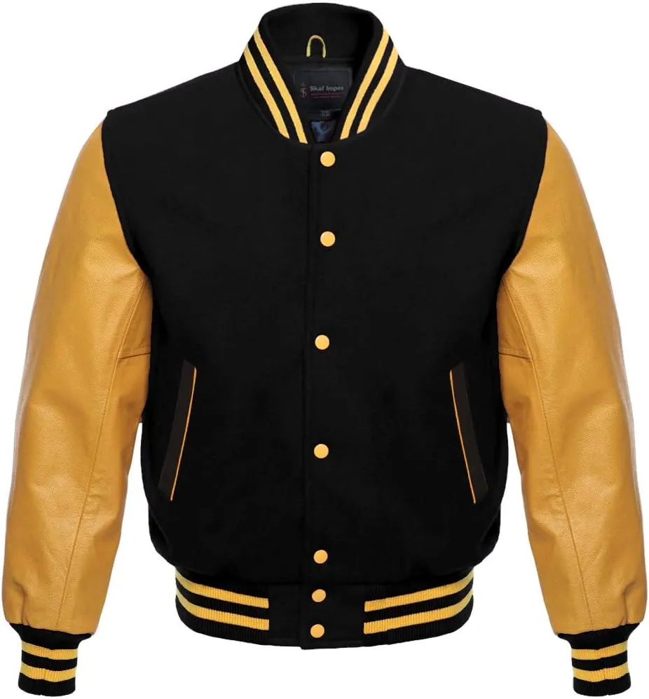 Men's Original Varsity Baseball Letterman Jacket Wool & Leather S-2XL, Multi Colors
