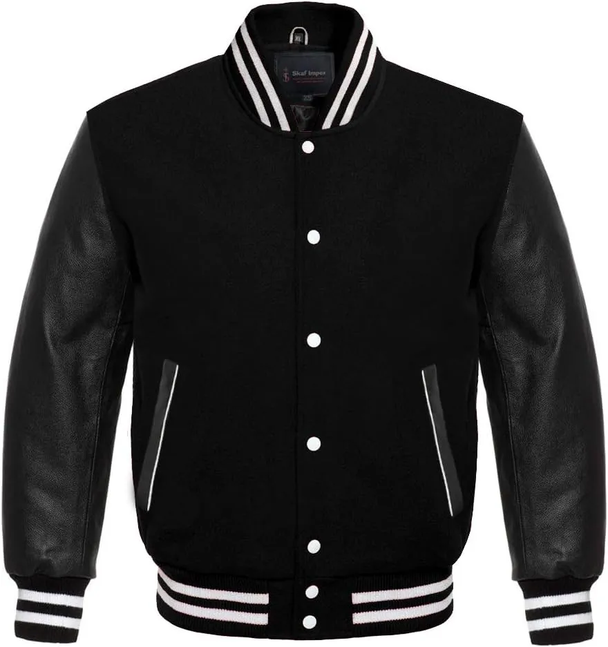Men's Original Varsity Baseball Letterman Jacket Wool & Leather S-2XL, Multi Colors