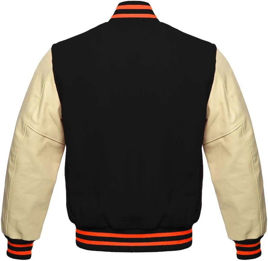 Men's Original Varsity Baseball Letterman Jacket Wool & Leather S-2XL, Multi Colors