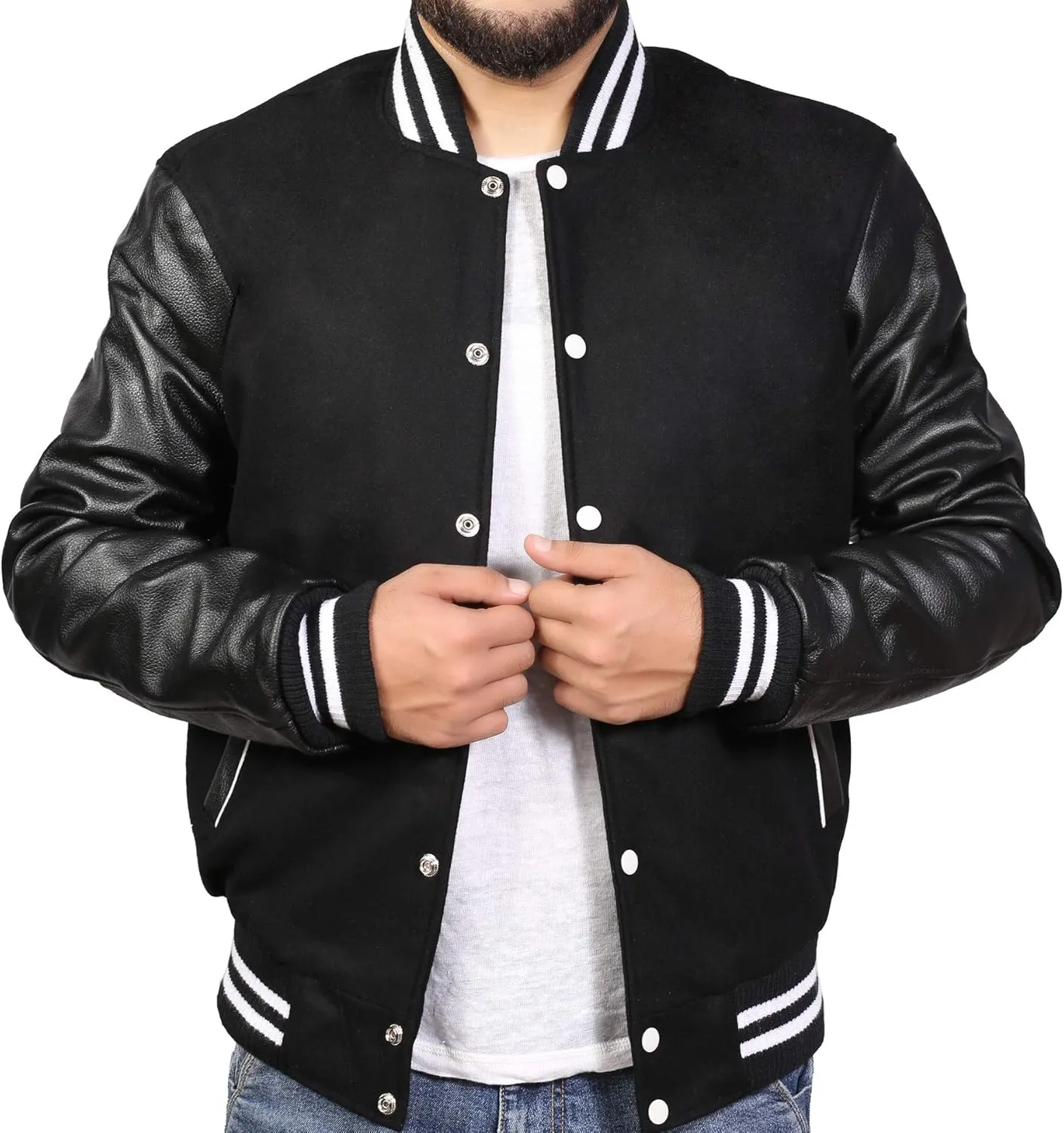 Men's Original Varsity Baseball Letterman Jacket Wool & Leather S-2XL, Multi Colors
