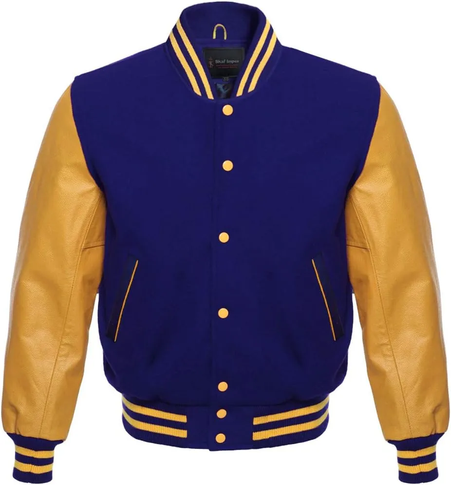 Men's Original Varsity Baseball Letterman Jacket Wool & Leather S-2XL, Multi Colors