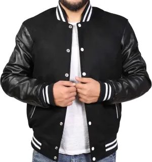 Men's Original Varsity Baseball Letterman Jacket Wool & Leather S-2XL, Multi Colors