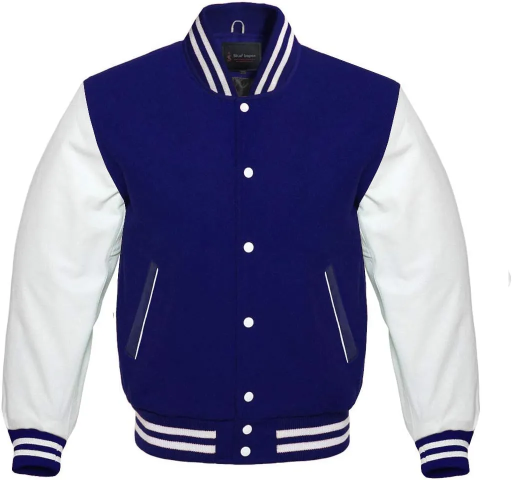 Men's Original Varsity Baseball Letterman Jacket Wool & Leather S-2XL, Multi Colors