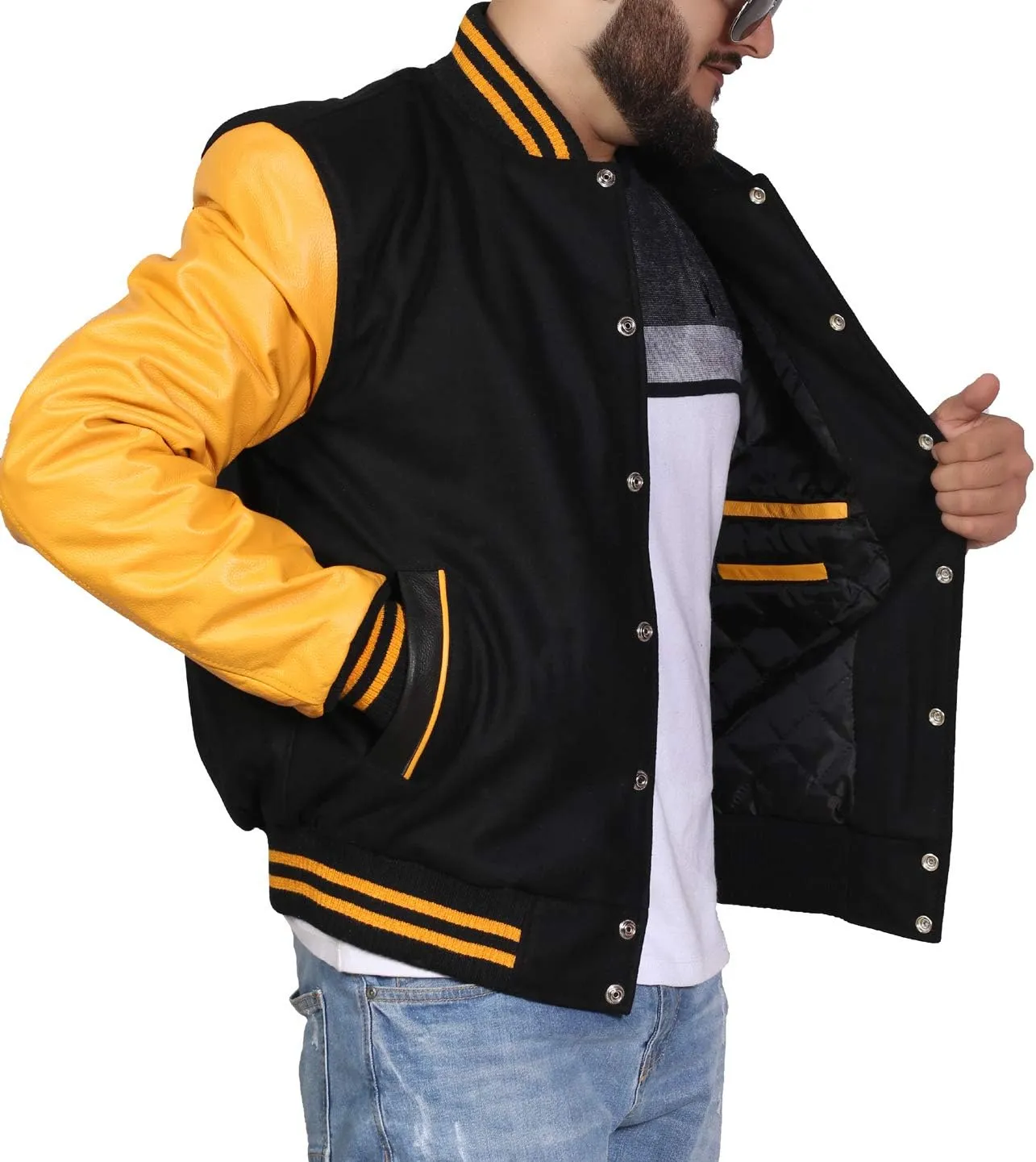 Men's Original Varsity Baseball Letterman Jacket Wool & Leather S-2XL, Multi Colors