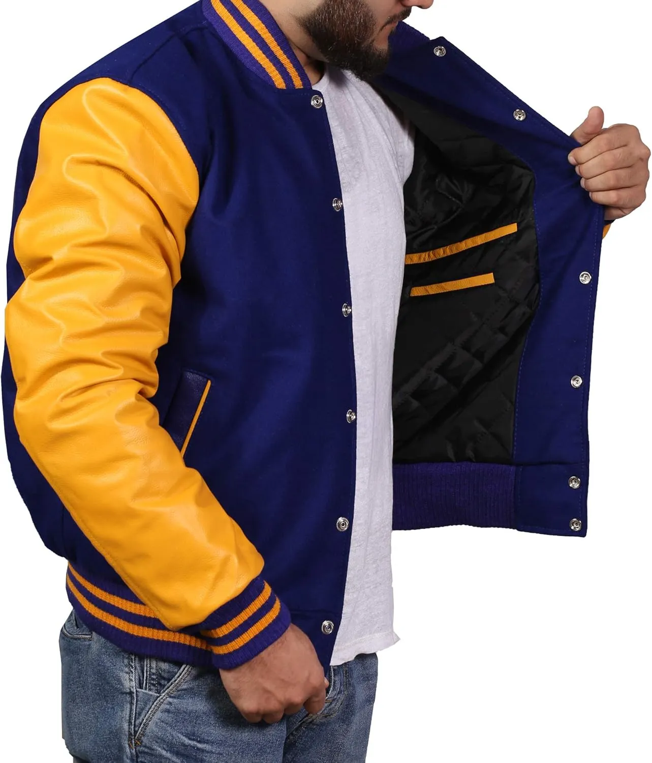 Men's Original Varsity Baseball Letterman Jacket Wool & Leather S-2XL, Multi Colors