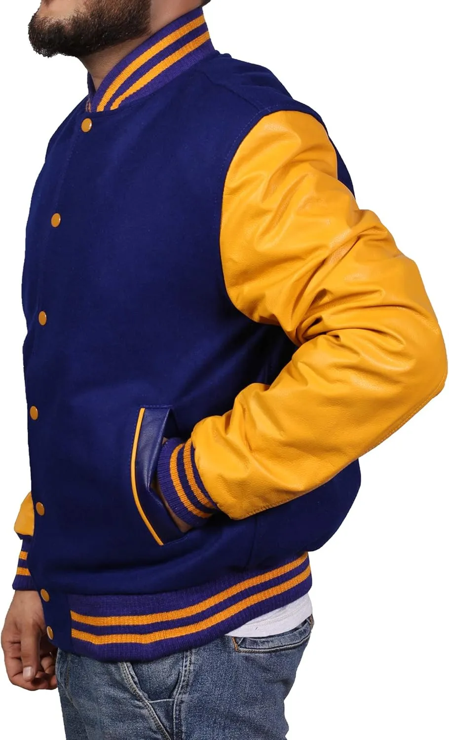 Men's Original Varsity Baseball Letterman Jacket Wool & Leather S-2XL, Multi Colors
