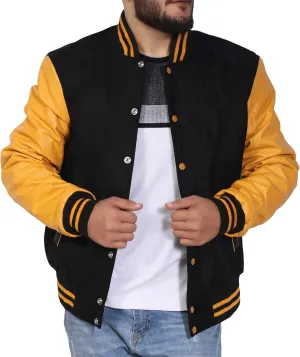 Men's Original Varsity Baseball Letterman Jacket Wool & Leather S-2XL, Multi Colors