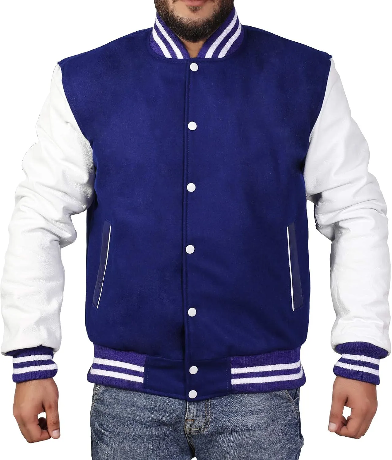 Men's Original Varsity Baseball Letterman Jacket Wool & Leather S-2XL, Multi Colors