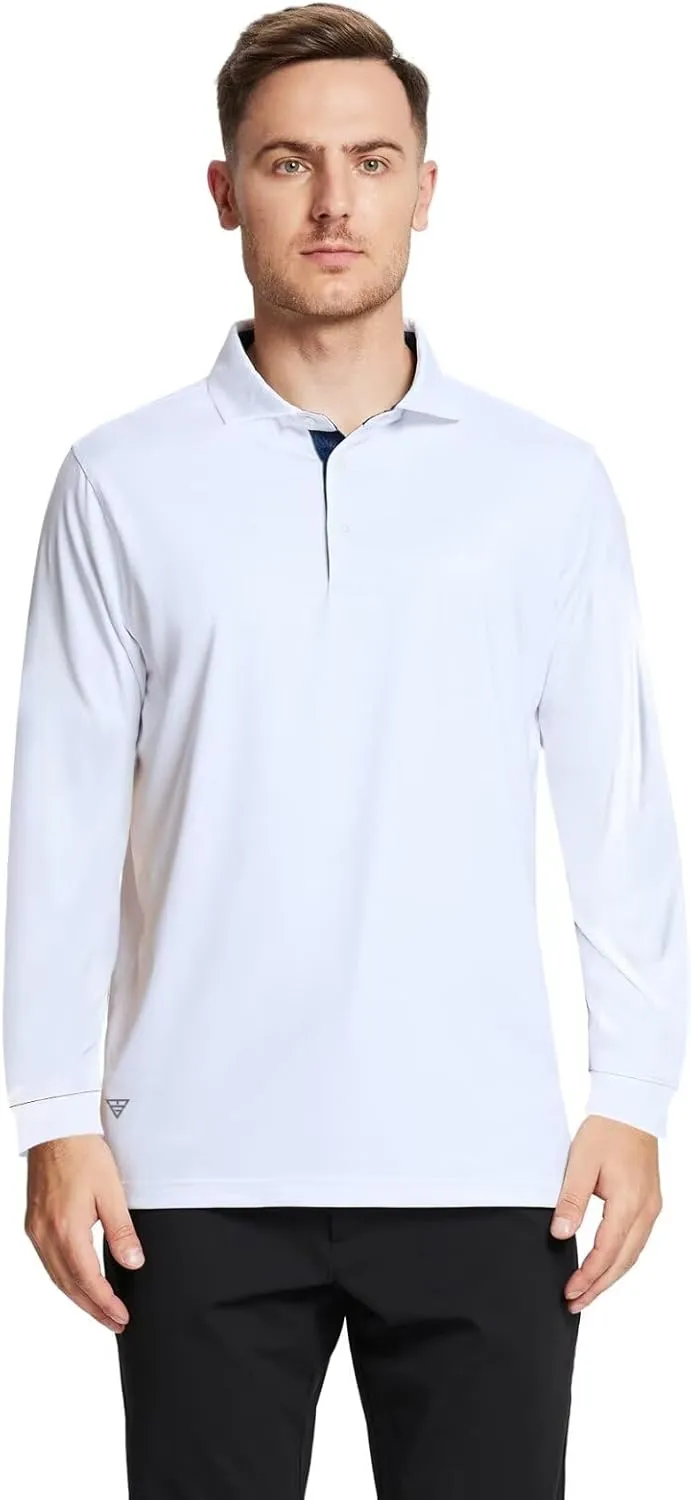 Mens Polo Shirts Short and Long Sleeve Casual Solid Stylish Dry Fit Performance Designed Collared Golf Polo Shirts for Men