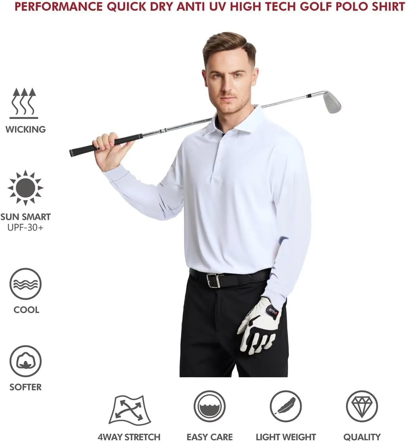 Mens Polo Shirts Short and Long Sleeve Casual Solid Stylish Dry Fit Performance Designed Collared Golf Polo Shirts for Men