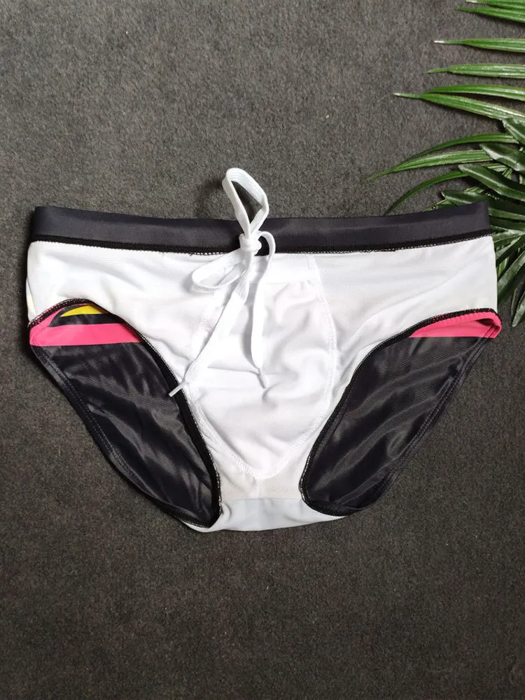 Mens Quick-drying Stripes Swim Briefs