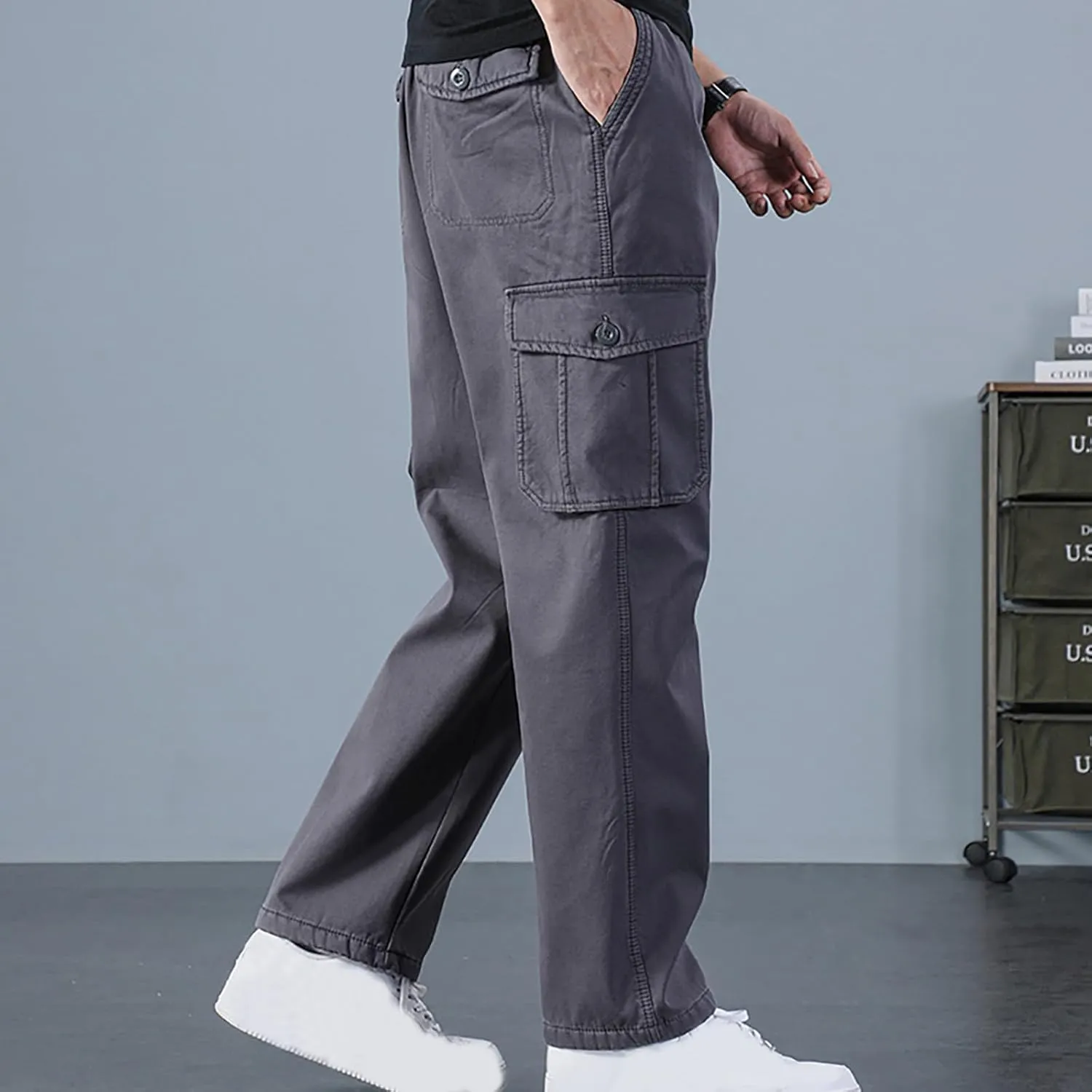Men's Sherpa Fleece Lined Cargo Pant Outdoor Casual Military Combat Work Ski Hiking Pants Thermal Hiking Pants Winter