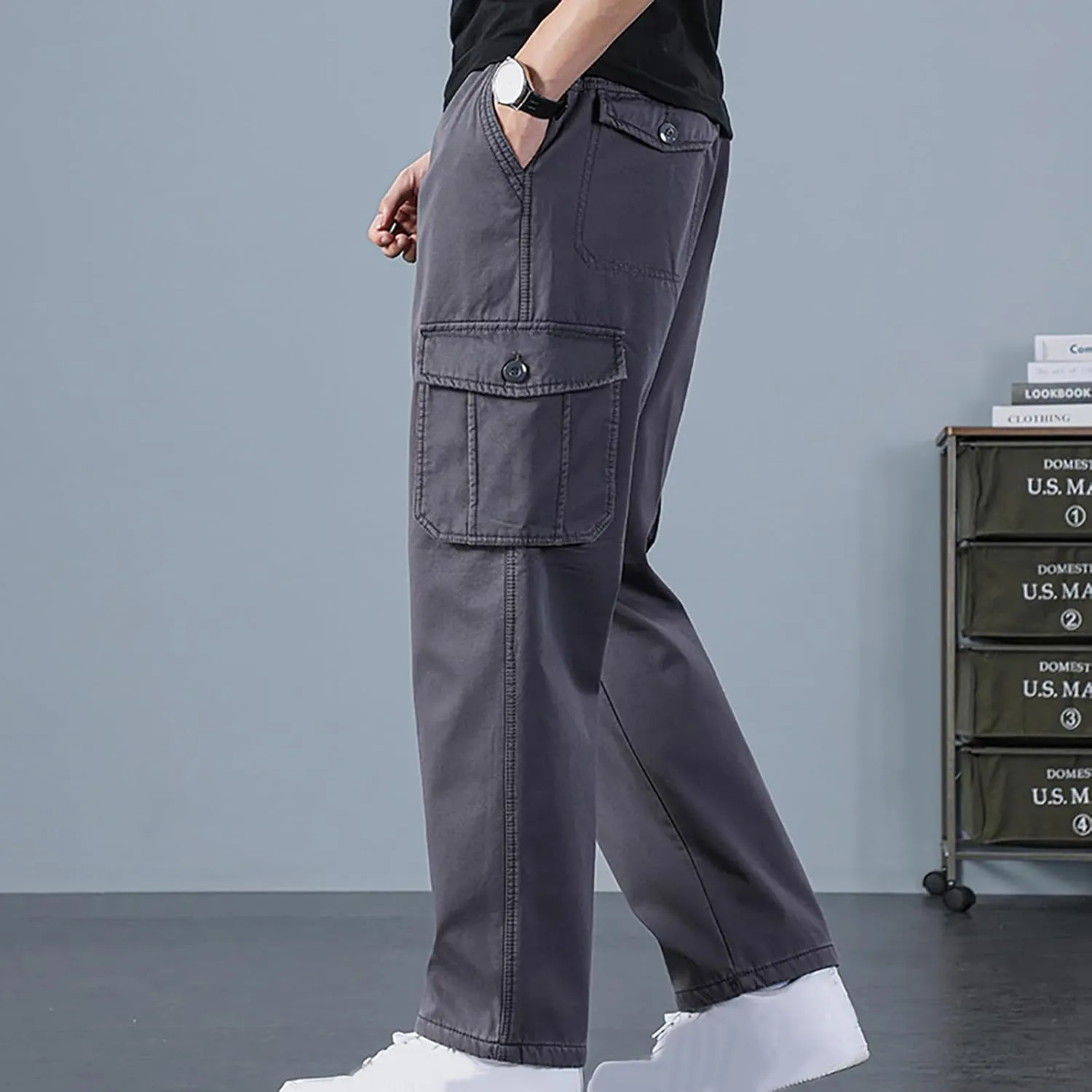 Men's Sherpa Fleece Lined Cargo Pant Outdoor Casual Military Combat Work Ski Hiking Pants Thermal Hiking Pants Winter