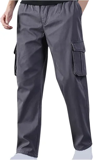Men's Sherpa Fleece Lined Cargo Pant Outdoor Casual Military Combat Work Ski Hiking Pants Thermal Hiking Pants Winter