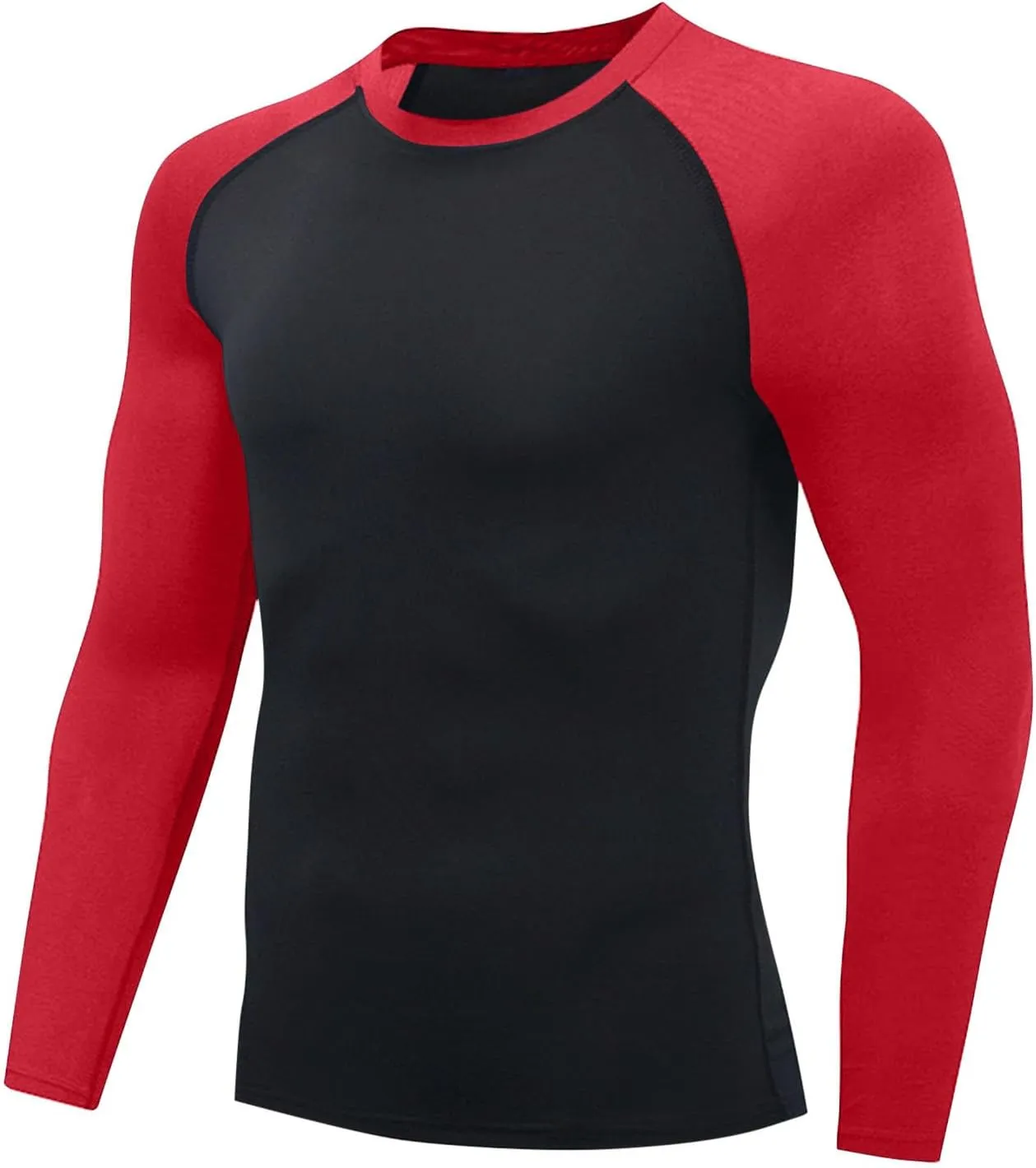 Mens Sports Shirt Long Sleeve Color Block Patchwork Casual Shirts for Men Quick Dry Slim Fit Running Gym Exercise Tops