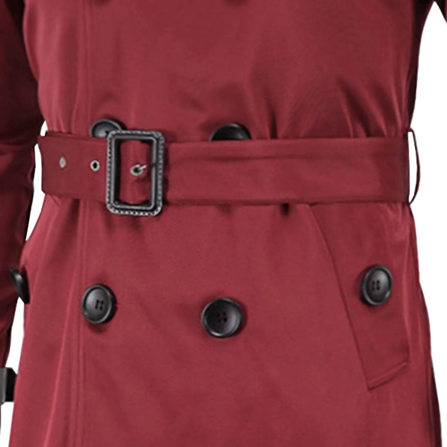Men's Trench Coat Slim Fit Double Breasted Belted Windbreaker Lapel Long Jacket Casual Windproof Overcoat