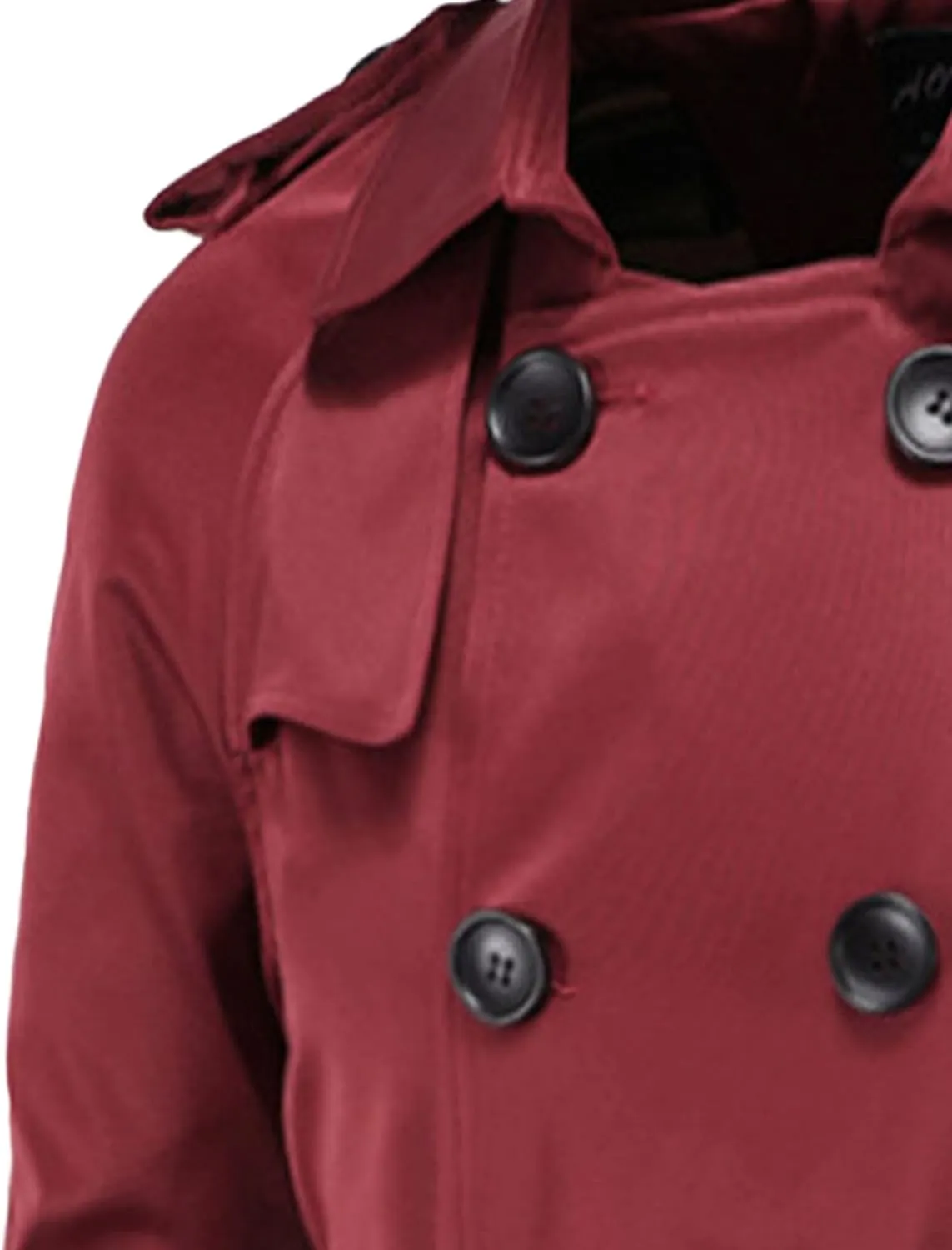 Men's Trench Coat Slim Fit Double Breasted Belted Windbreaker Lapel Long Jacket Casual Windproof Overcoat