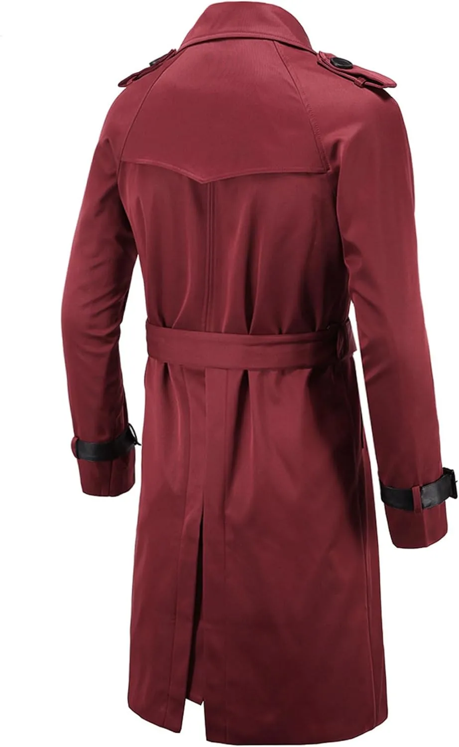 Men's Trench Coat Slim Fit Double Breasted Belted Windbreaker Lapel Long Jacket Casual Windproof Overcoat