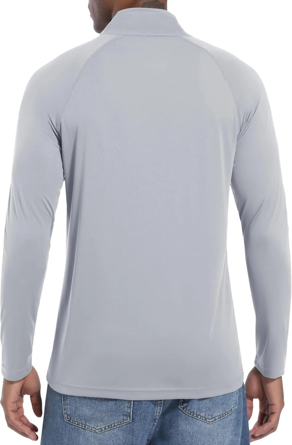 Mens UPF50  Sun Shirts Uv Protection Long Sleeve Rush Guard 1/4 Zip Lightweight Quick Dry Athletic T-Shirts