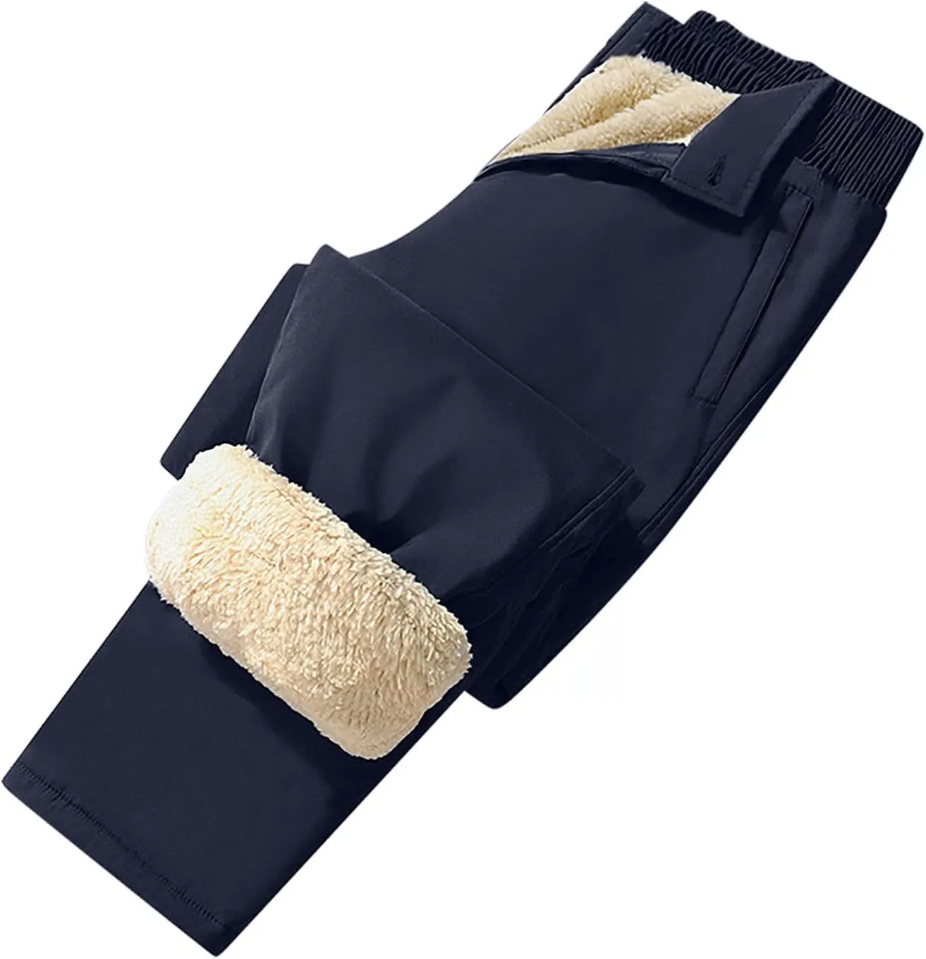 Mens Warm Sherpa Fleece Lined Pants Plus Size Casual Winter Trousers Straight Leg Active Running Joggers Sweatpants