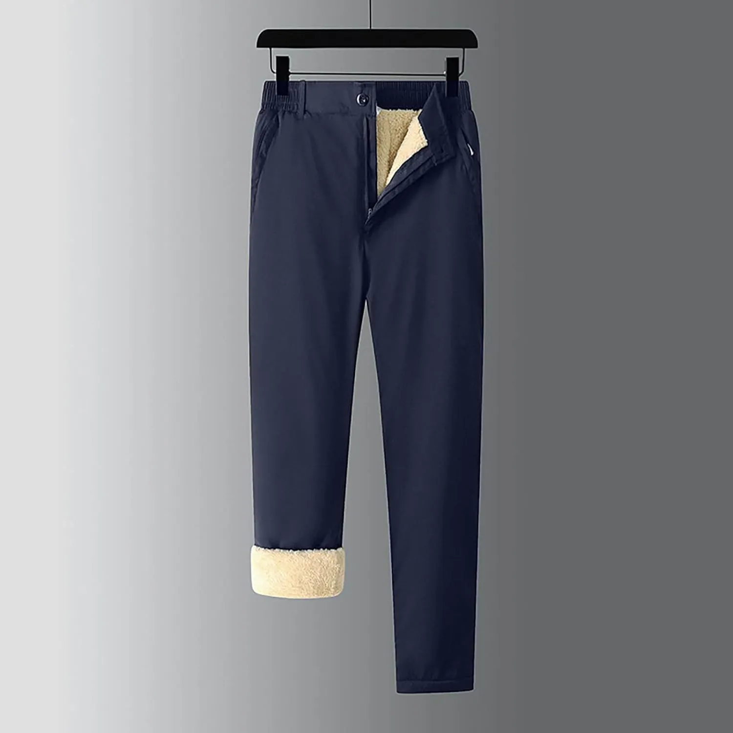 Mens Warm Sherpa Fleece Lined Pants Plus Size Casual Winter Trousers Straight Leg Active Running Joggers Sweatpants