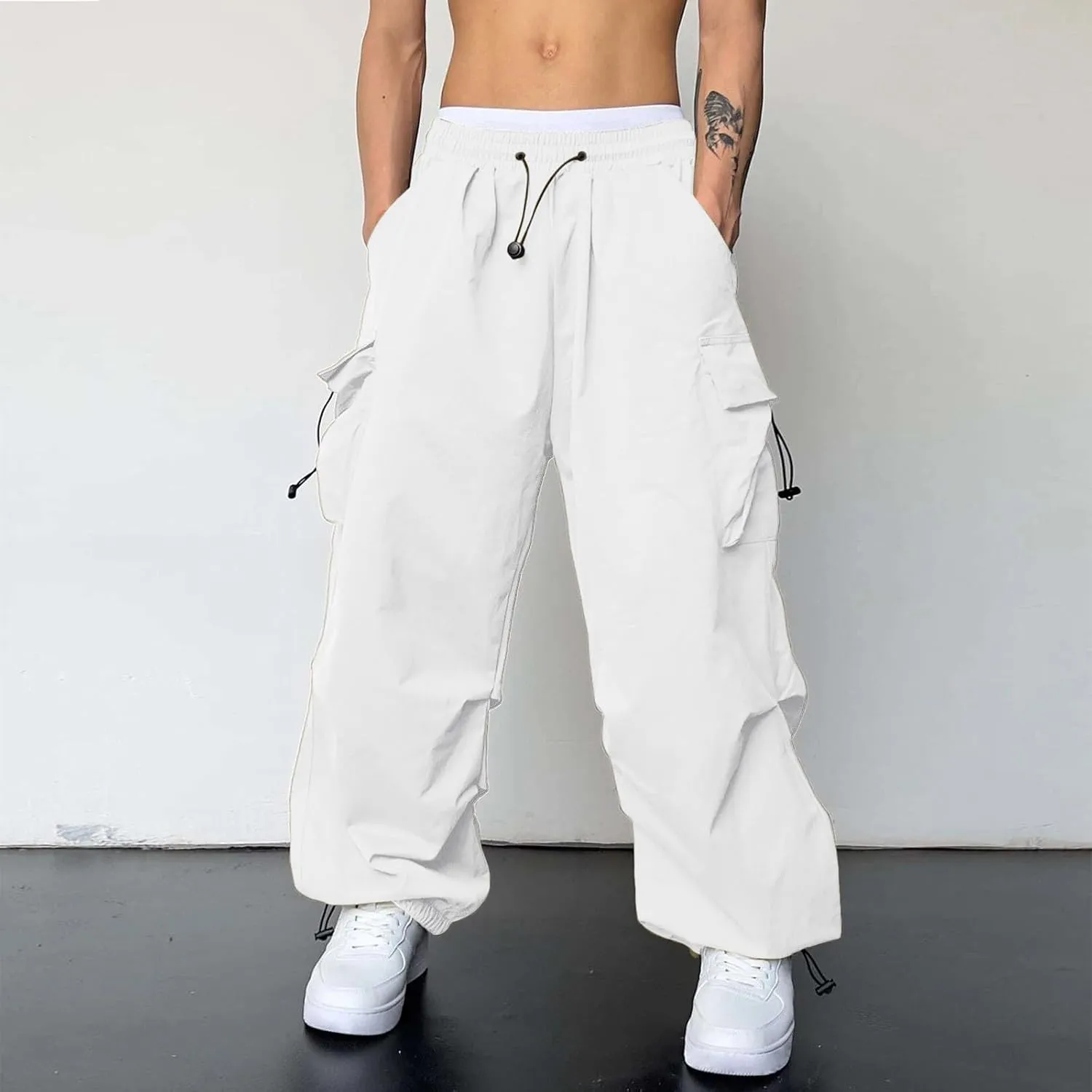 Men's Work Pants Loose Big Wide Leg Trousers Side Pockets 4 Pockets Casual Sports Trousers Sweatpants for Men