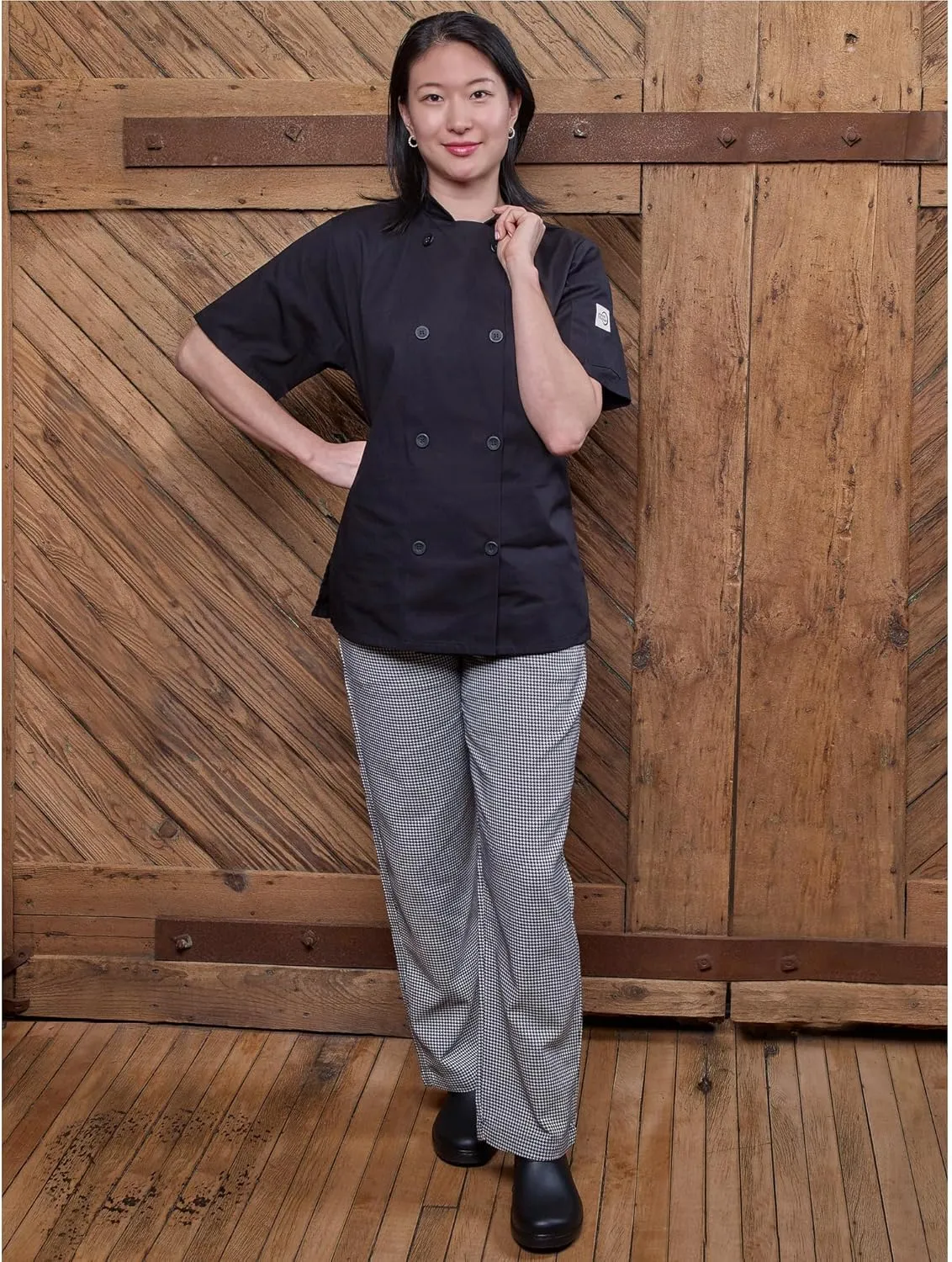 Mercer Culinary womens Cook chefs pants, Black/White, X-Small