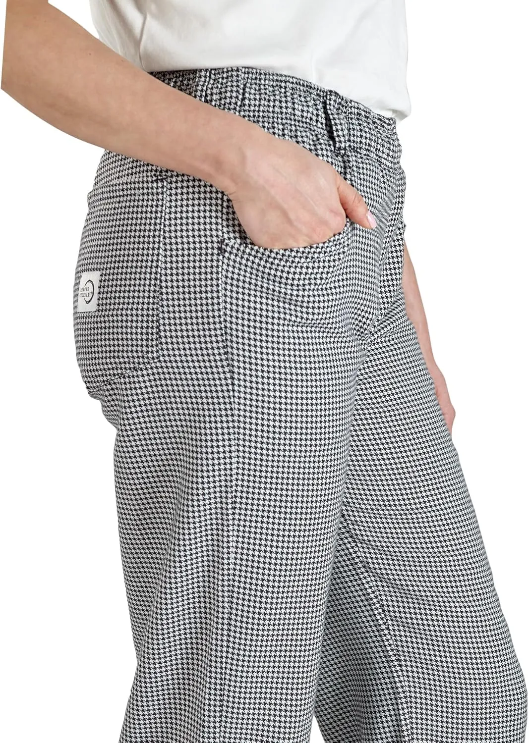 Mercer Culinary womens Cook chefs pants, Black/White, X-Small
