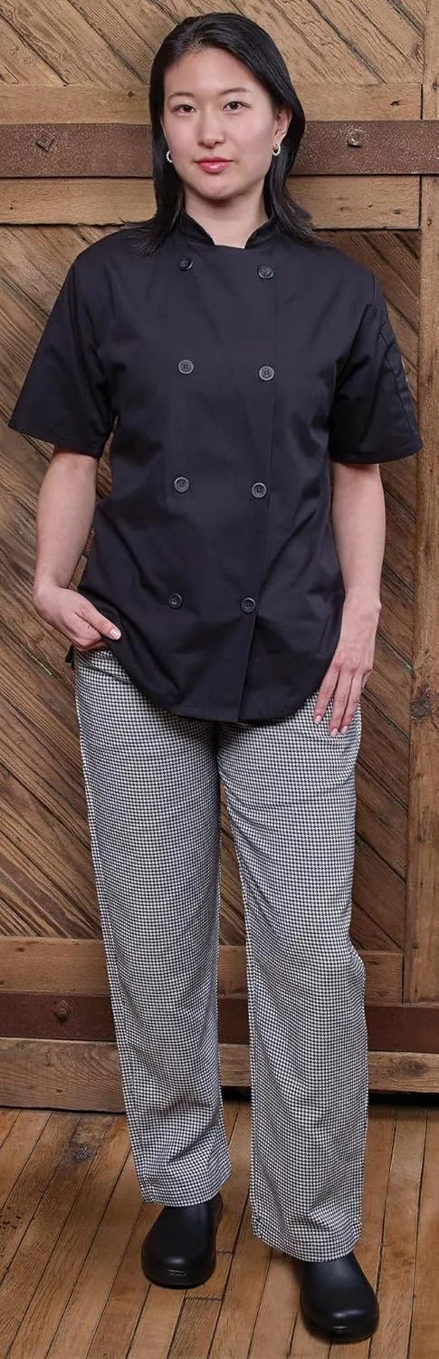 Mercer Culinary womens Cook chefs pants, Black/White, X-Small
