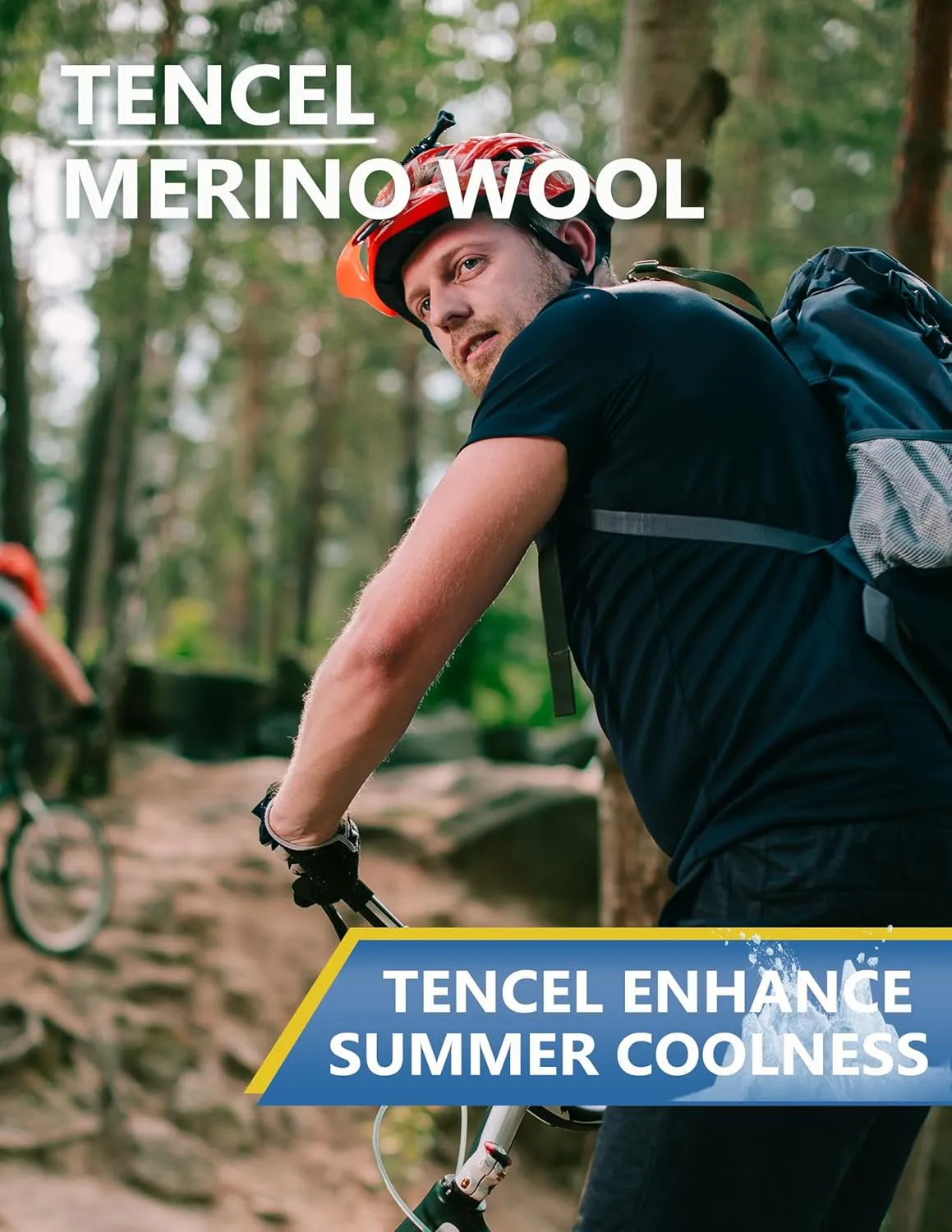 Merino Protect Merino Wool Lyocell Blend T Shirt Men Tencel Cooling Base Layer Quick Dry Undershirt for Hiking Travel