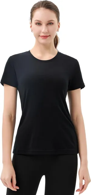 Merino Protect Merino Wool Lyocell Blend T Shirt Women Tencel Cooling Base Layer Quick Dry Undershirt for Hiking Travel