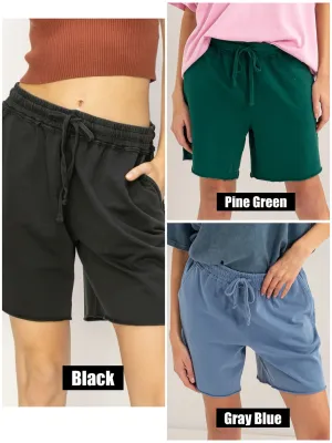 MID RISE DRAWSTRING SHORTS - ASSORTED COLORS