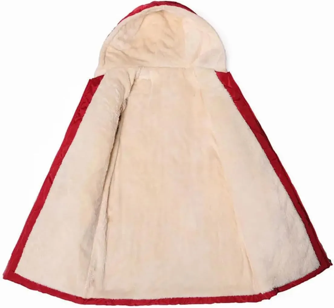 Middle Aged Mother Winter Mid-Length Hooded Thick Fleece Warm Cotton Padded Coat