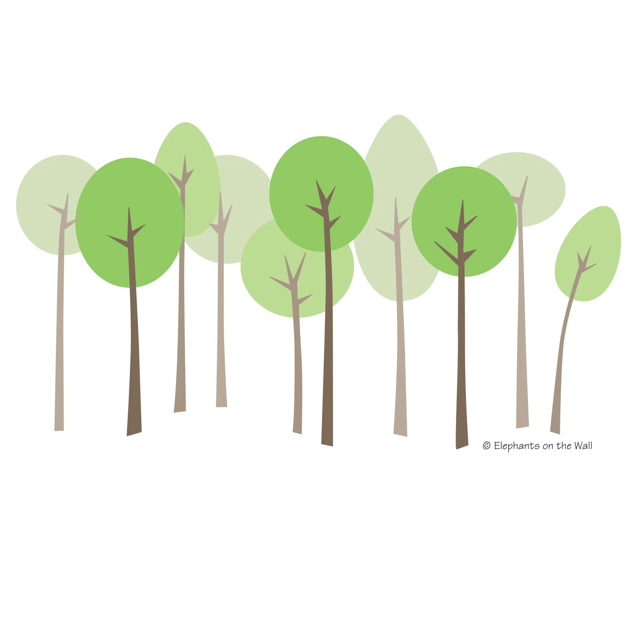 Mod Trees - Small Paint-by-Number Wall Mural