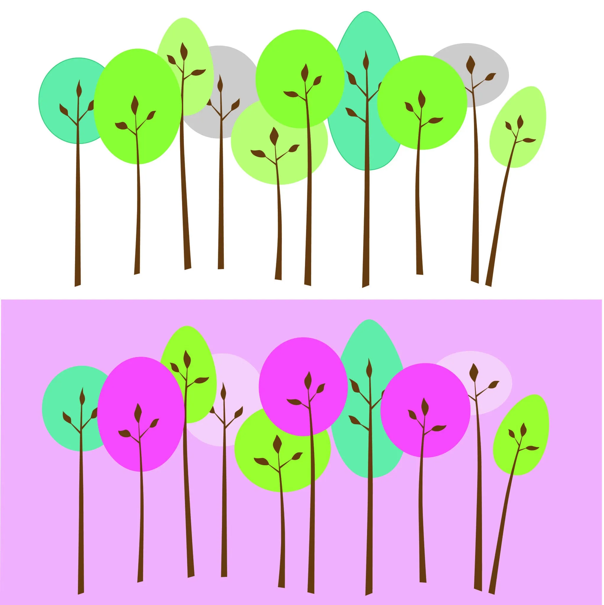 Mod Trees - Small Paint-by-Number Wall Mural