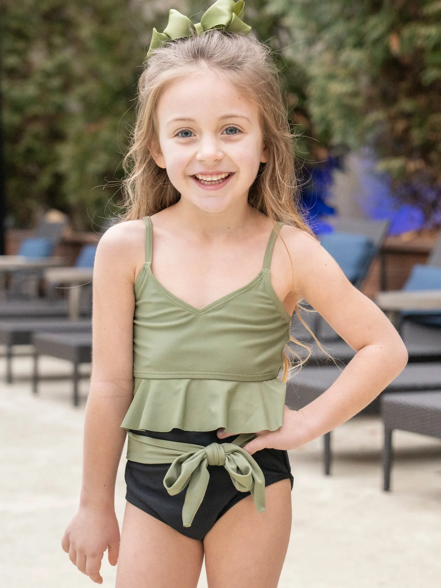 Mom & Me Olive Tie Waist Swimsuit