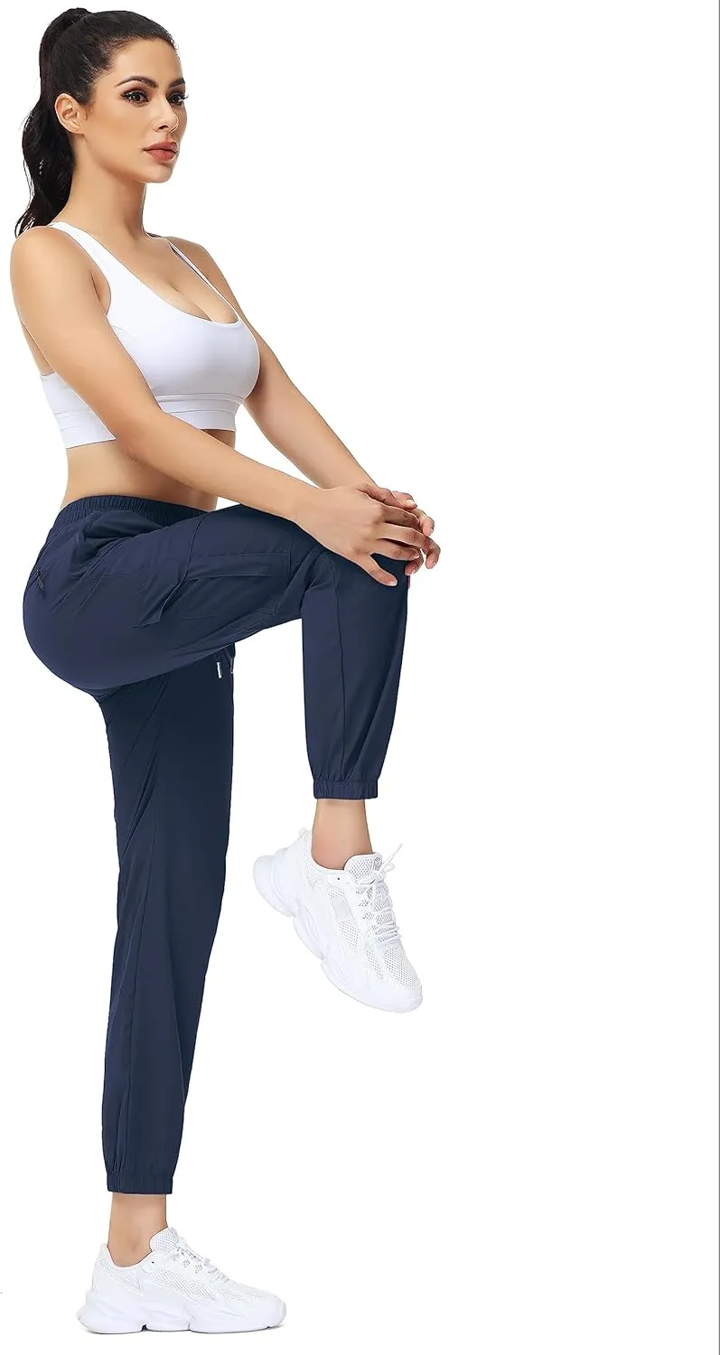 MOUEEY Women's Cargo Joggers Lightweight Quick Dry Athletic Water Resistant Lounge Casual Pants with Zipper Pockets