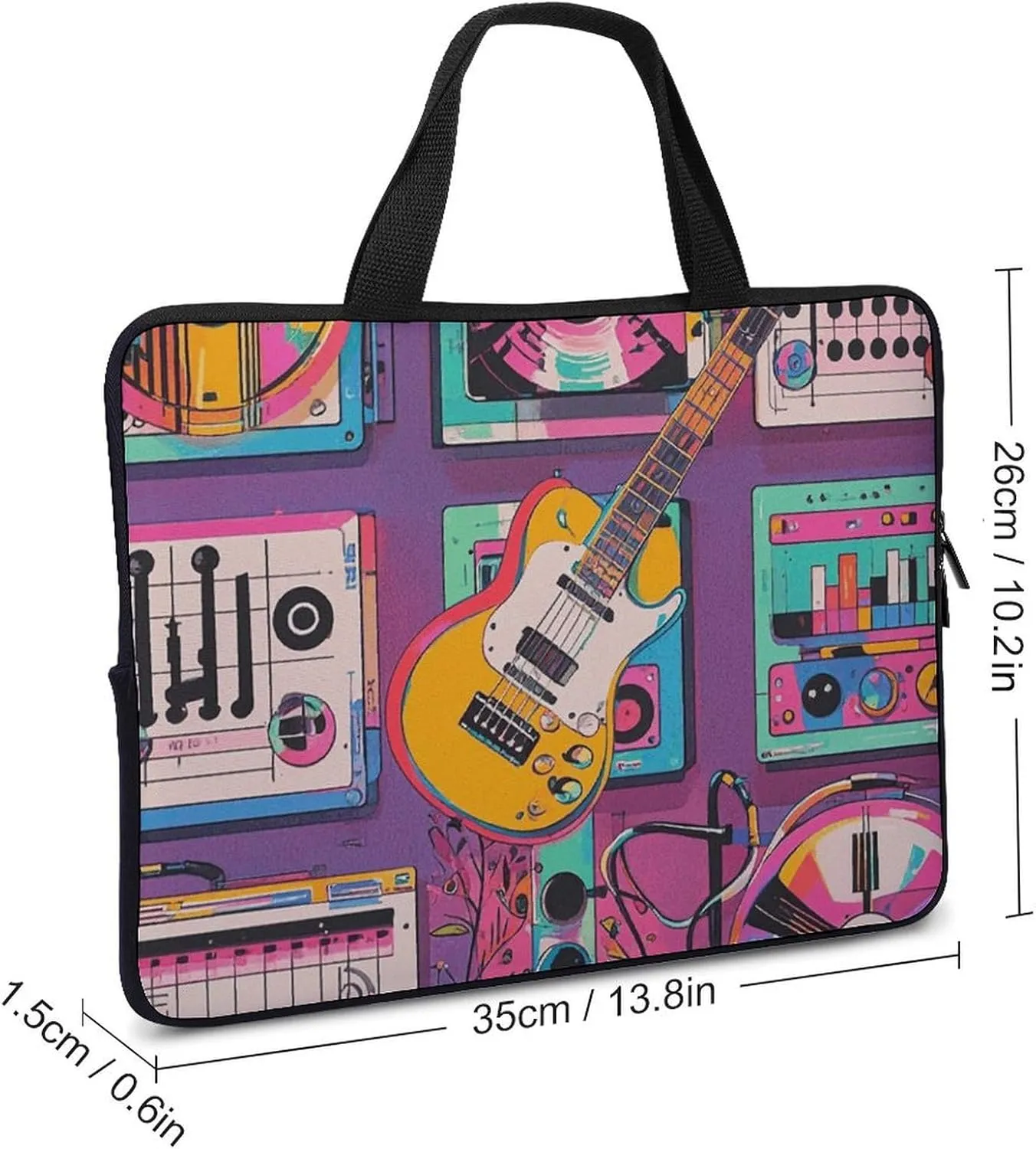 Music Theme Guitar Laptop Bag Durable Laptop Sleeve Water-Resistant Notebook Bag for Computer Or Tablet