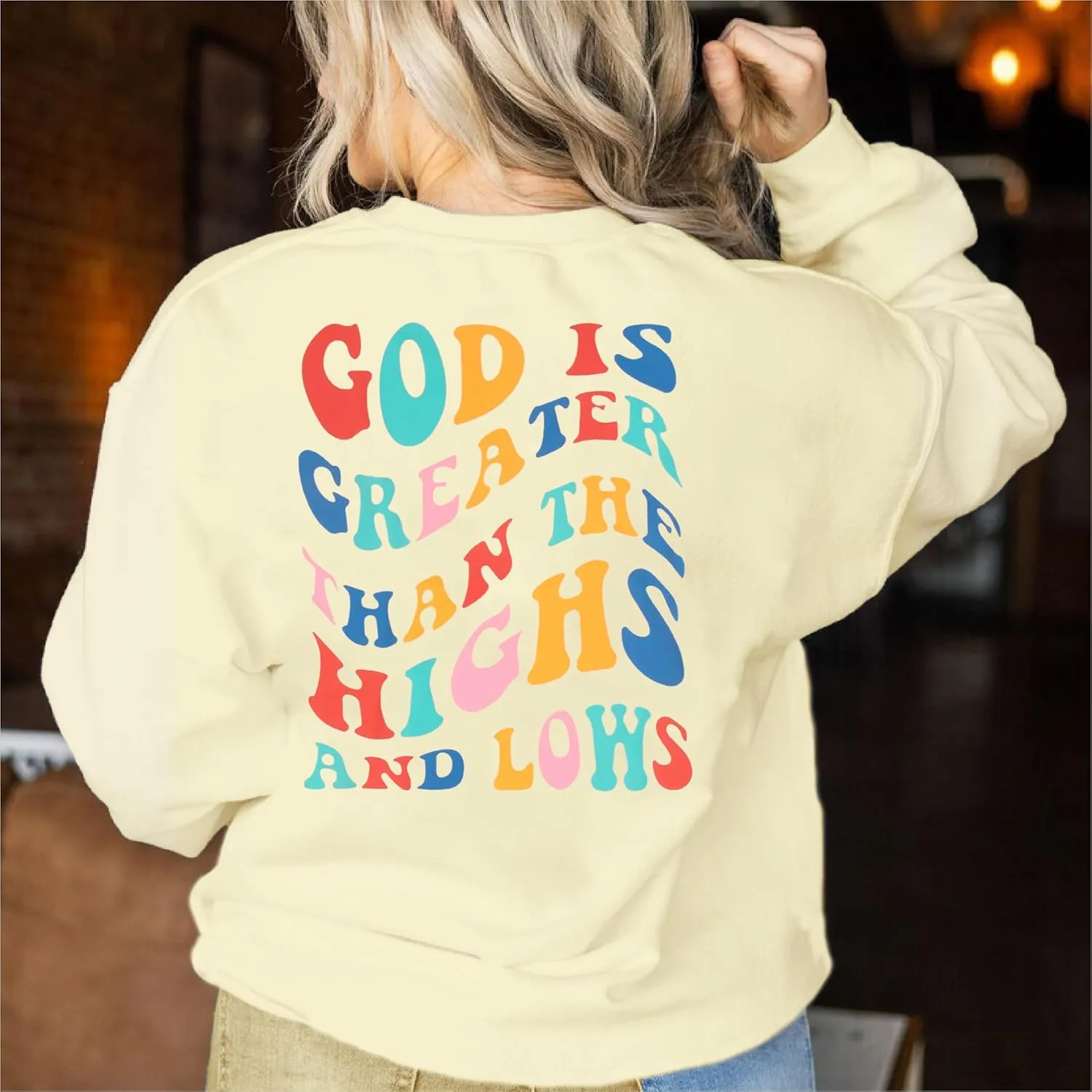 MYHALF Christian Sweatshirt Women Jesus Shirts: Oversized Faith Crewneck Sweatshirts Funny Religious Graphic Pullover Tops