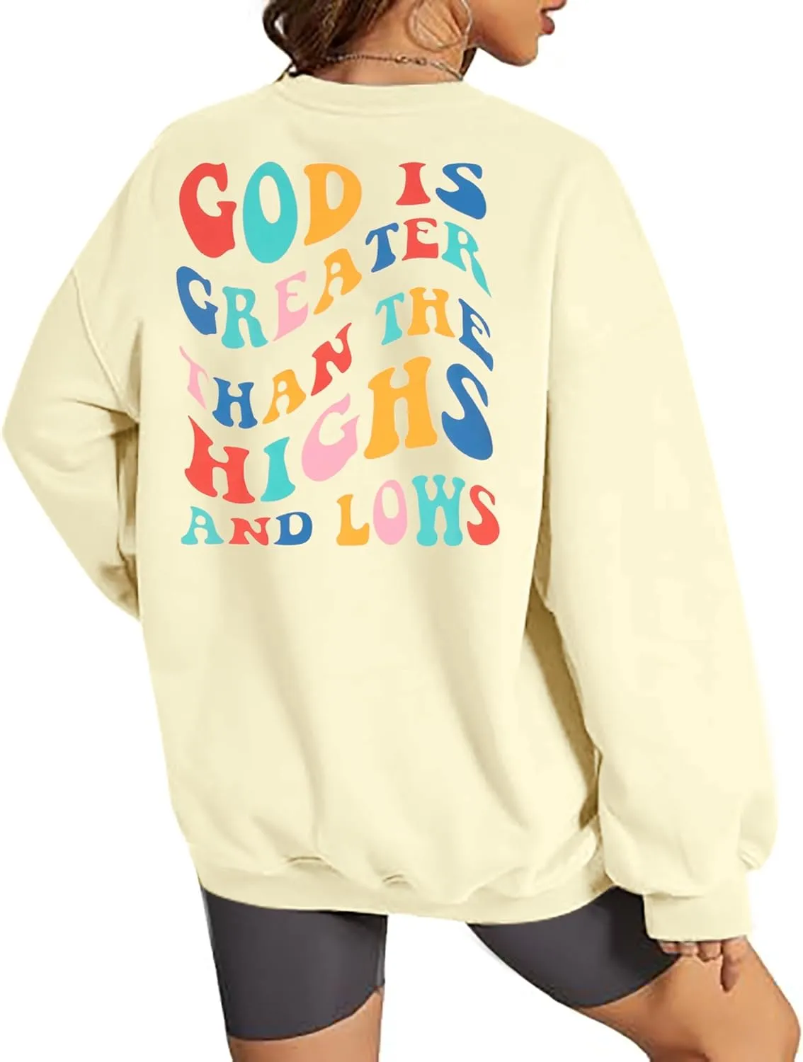 MYHALF Christian Sweatshirt Women Jesus Shirts: Oversized Faith Crewneck Sweatshirts Funny Religious Graphic Pullover Tops