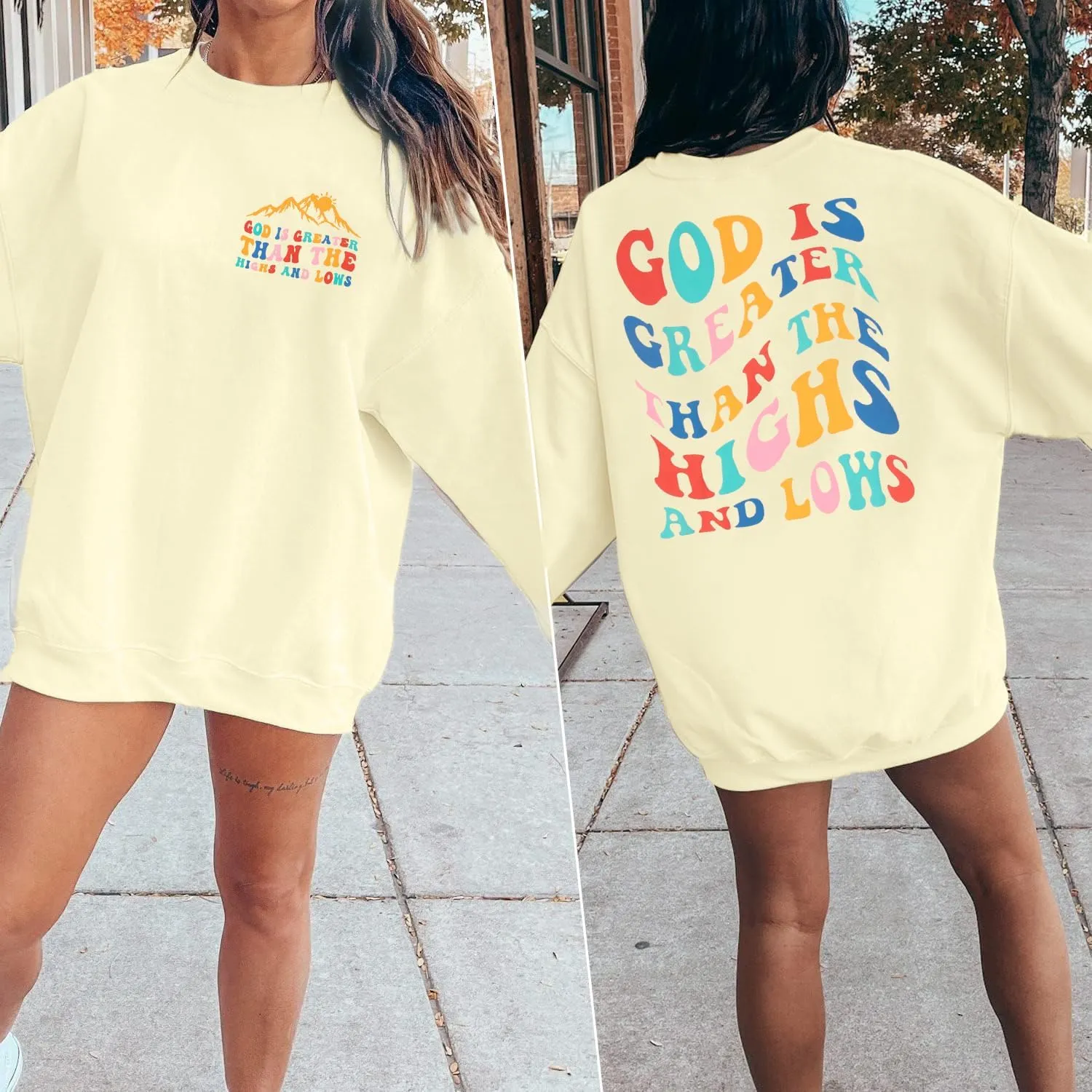 MYHALF Christian Sweatshirt Women Jesus Shirts: Oversized Faith Crewneck Sweatshirts Funny Religious Graphic Pullover Tops