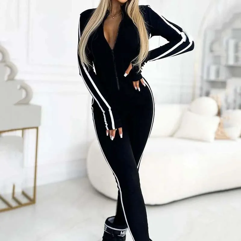 ✨New Arrival✨Women's Sporty Zip-Up Long-Sleeve Jumpsuit