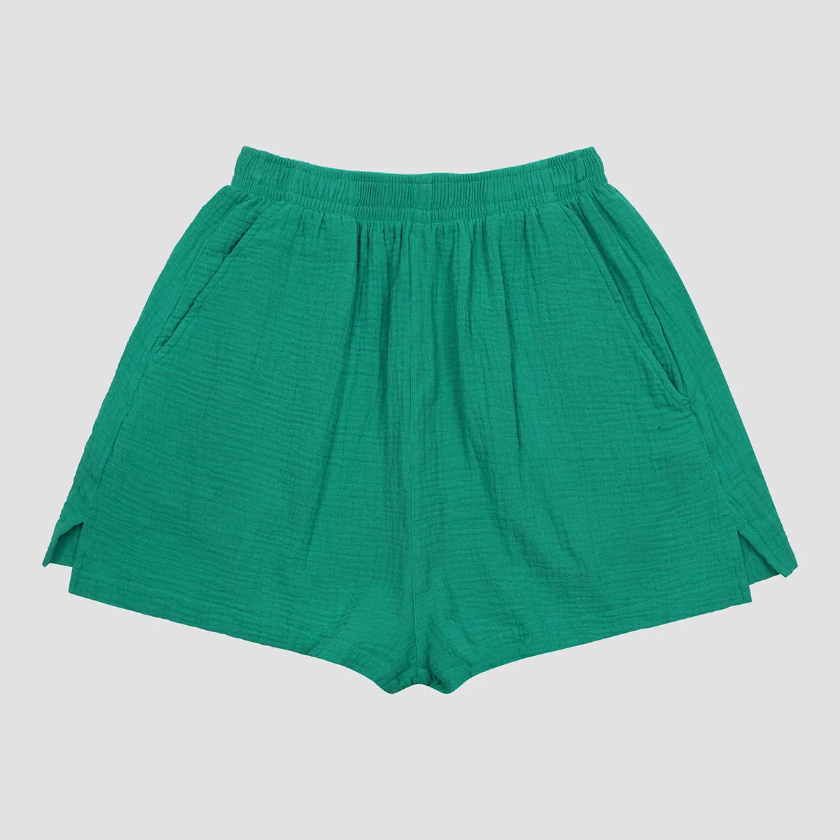Ocean Green Cotton Gauze Women's Pajama Shorts