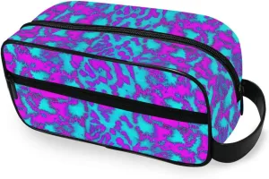 ODAWA Unisex Hanging Toiletry Bag Rainbow Neon Blue Travel Organizer Water Resistant Shaving Bag for Toiletries