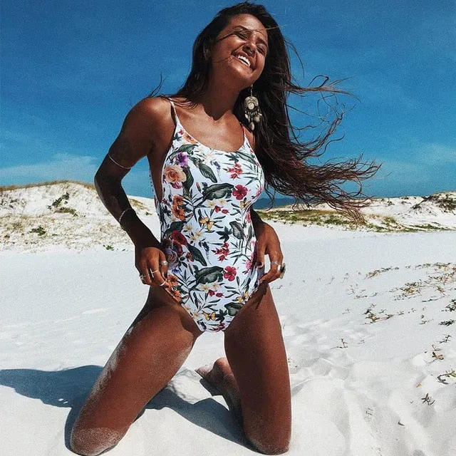 One Piece Swimsuit 2019 Sexy Cross Back Swimwear